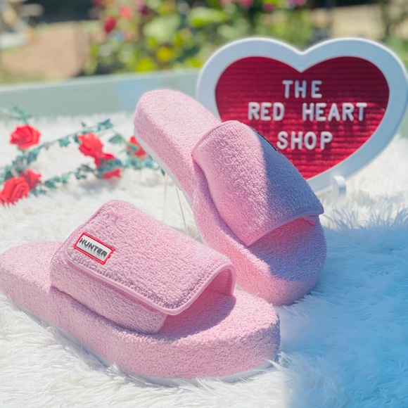 NEW | Hunter Terry Towelling Beach Platform Adjustable Slides - Picture 4 of 9